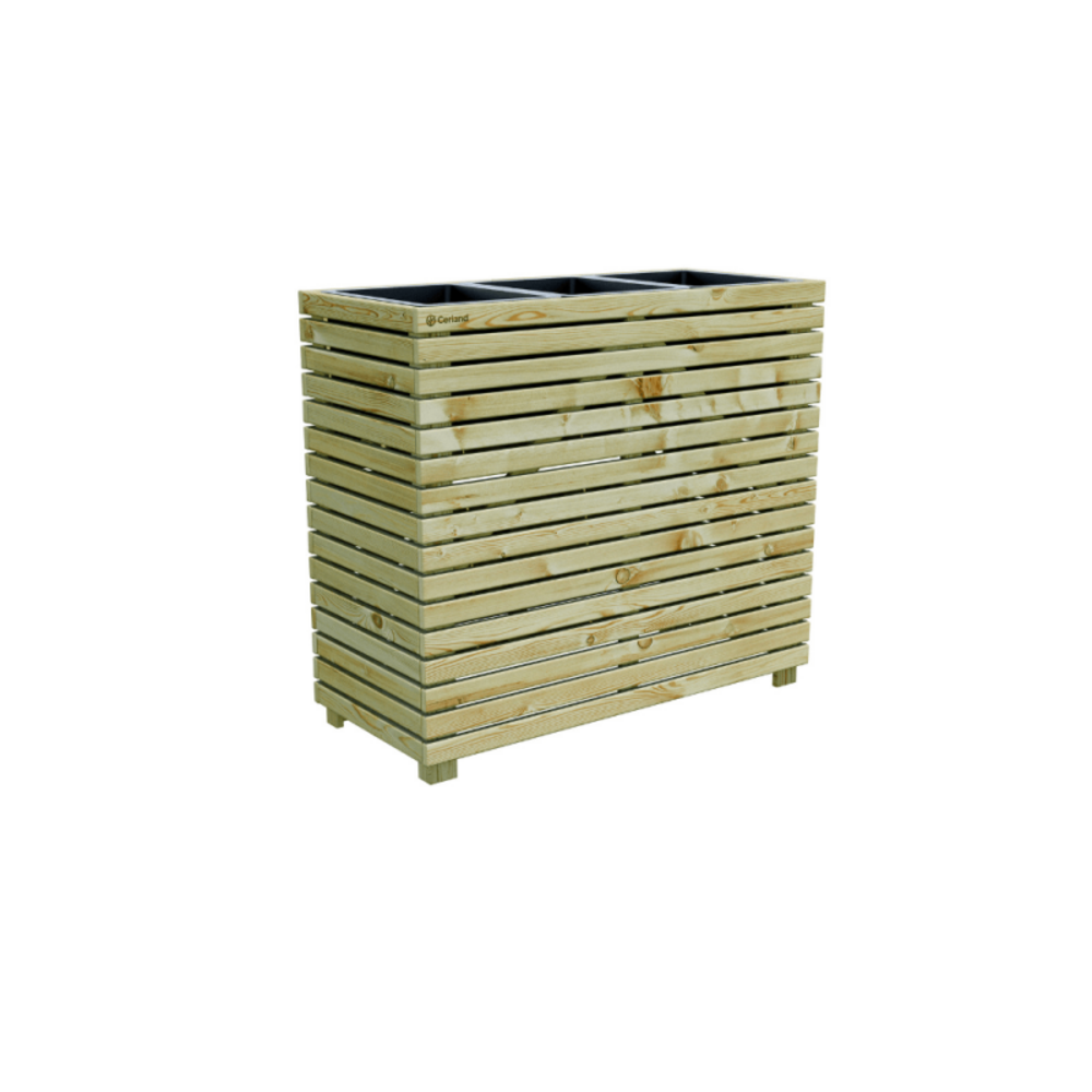 Jardinière en bois 3 pots 90 x 39,4 x 80 cm horizon