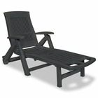 Transat chaise longue bain de soleil lit de jardin terrasse meuble d'extérieur avec repose-pied plastique anthracite 02_0012