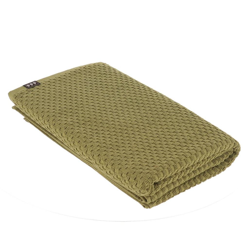 Serviette de bain 90x150 cm 100% coton damier - vert olive