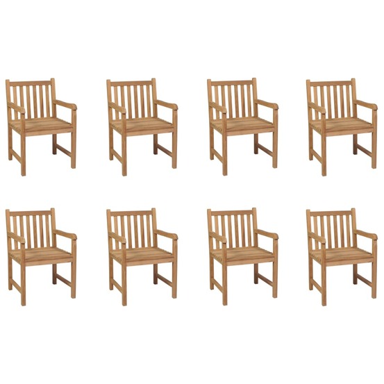 Chaises d'extérieur lot de 8 bois de teck solide