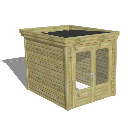 Abri de jardin bois pin traité autoclave 27mm - 2,14x2,64m / 6m2 - bac acier - abri français