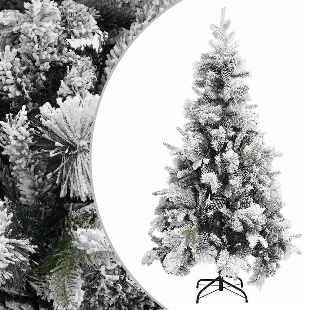 Sapin de noël artificiel enneigé pvc/pe avec pommes de pin 225 cm