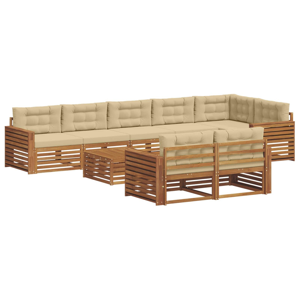 Ensemble de canapés d'extérieur 9 pcs naturel et beige