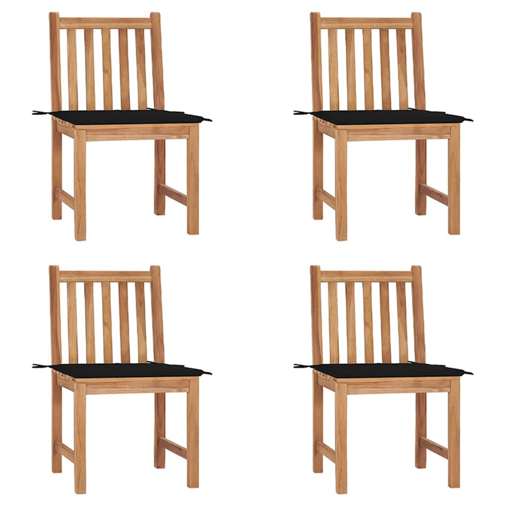 Chaises de jardin lot de 4 avec coussins bois de teck massif