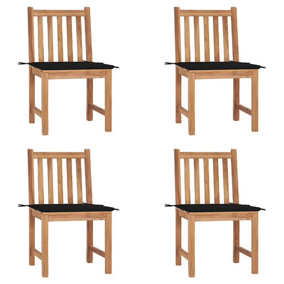 Chaises de jardin lot de 4 avec coussins bois de teck massif