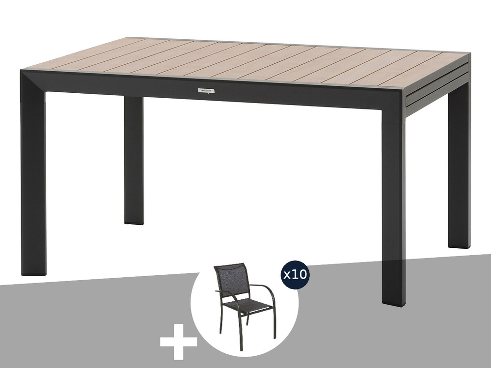 Table de jardin rectangulaire extensible coulissante evasion 8/10 places effet