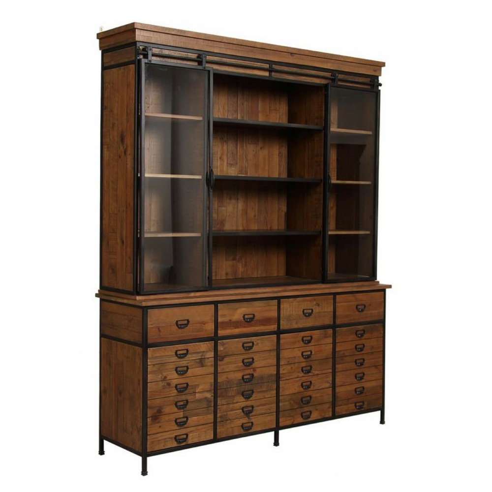 Buffet vitré bois marron - manufacture interior's