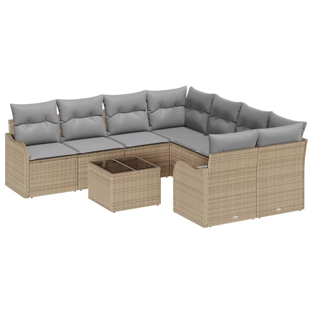 Ensemble de canapé de jardin avec coussin 9 pcs beige et gris