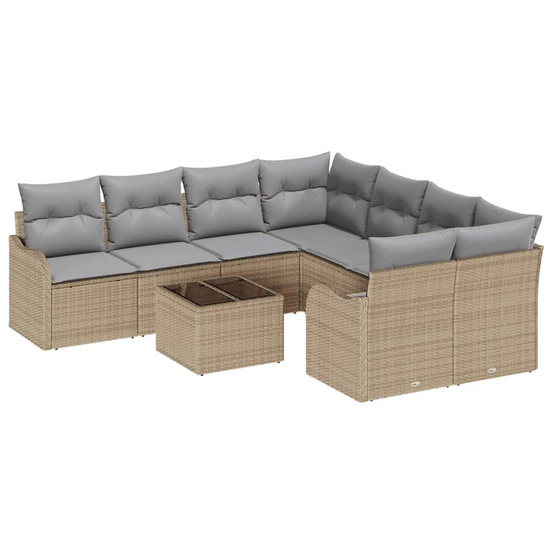 Ensemble de canapé de jardin avec coussin 9 pcs beige et gris