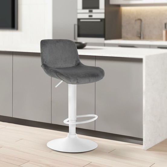Tabouret de bar solon velours blanc