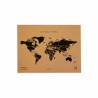 Carte du monde en liège - woody map natural world / 60 x 45 cm / noir / sans cadre