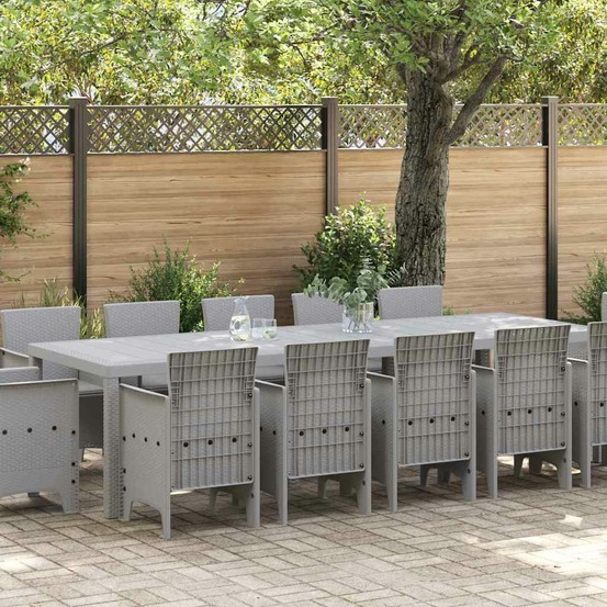 Ensemble de salle à manger pour jardin 13 pcs gris clair