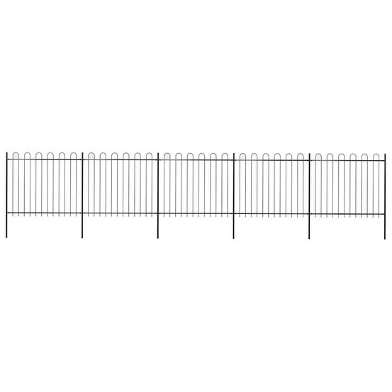 Clôture de jardin avec arceau en acier 892,5 x 150 cm noir