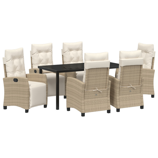Ensemble de jardin 7 pièces beige poly rattan