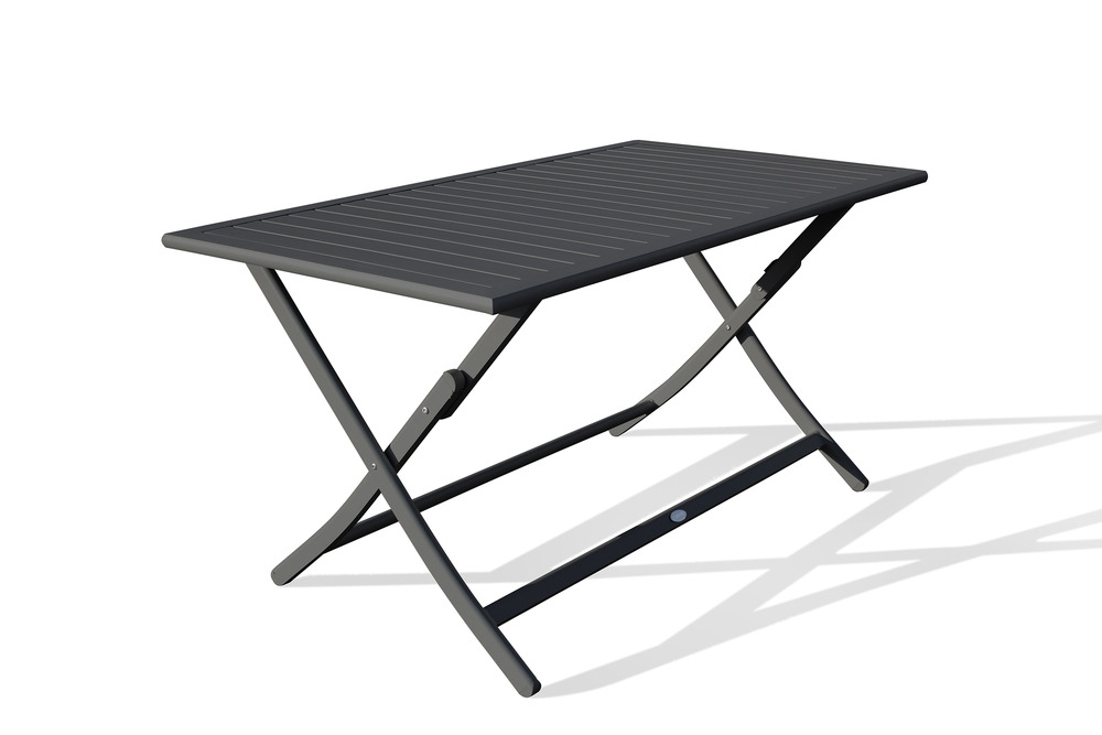 Table de jardin marius 140 cm pliante en aluminium anthracite