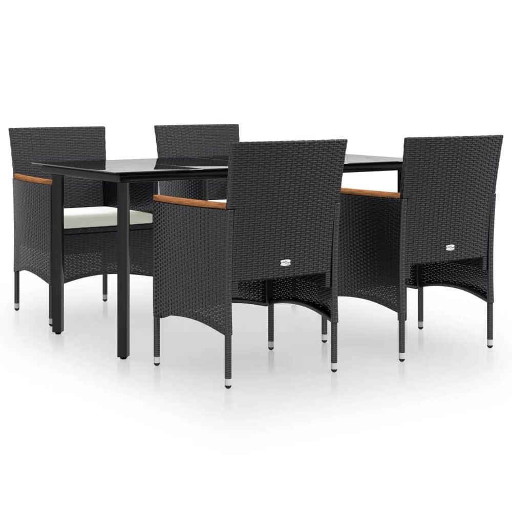 Ensemble à manger de jardin avec coussins 5 pcs noir