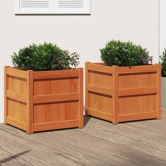 Jardinières 2 pcs cire marron bois de pin massif