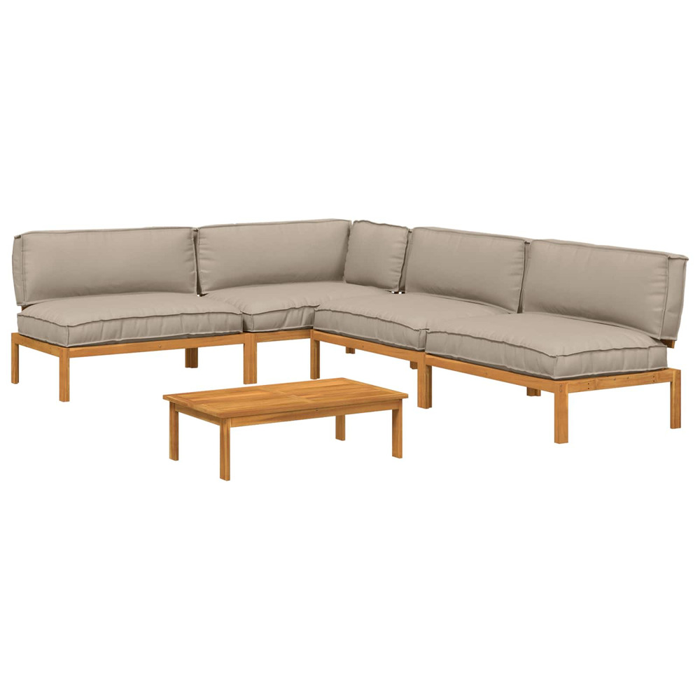 Ensemble de canapés uni 5 pcs taupe bois d'acacia massif