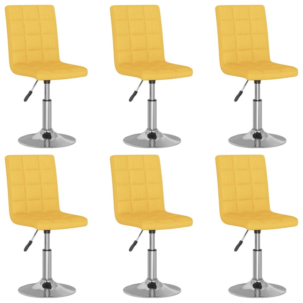 Chaises pivotantes de salle à manger 6 pcs jaune moutarde tissu