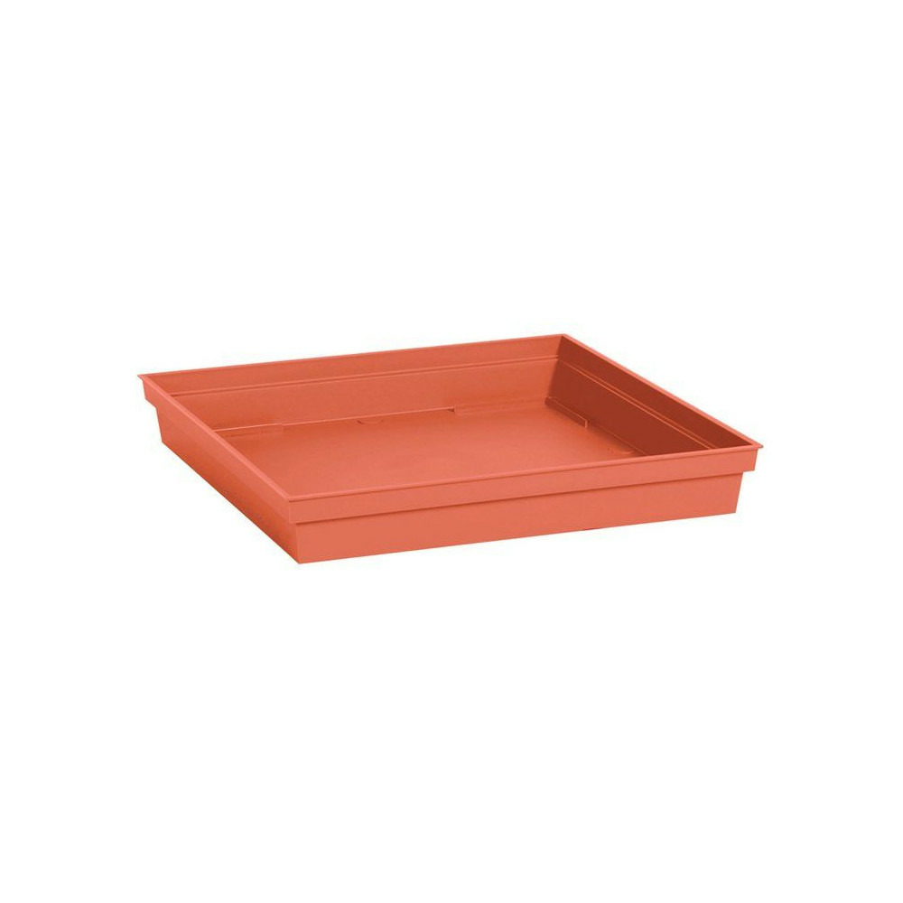 Soucoupe carrée - eda - toscane - 40 cm - pour pot 50 cm réf. 013648 - 40 x 40 x h. 5,9 cm - orange terre battue