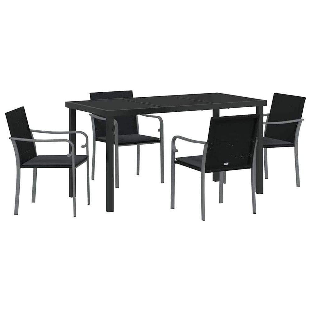 Ensemble de salle à manger pour jardin 5 pc noir et gris