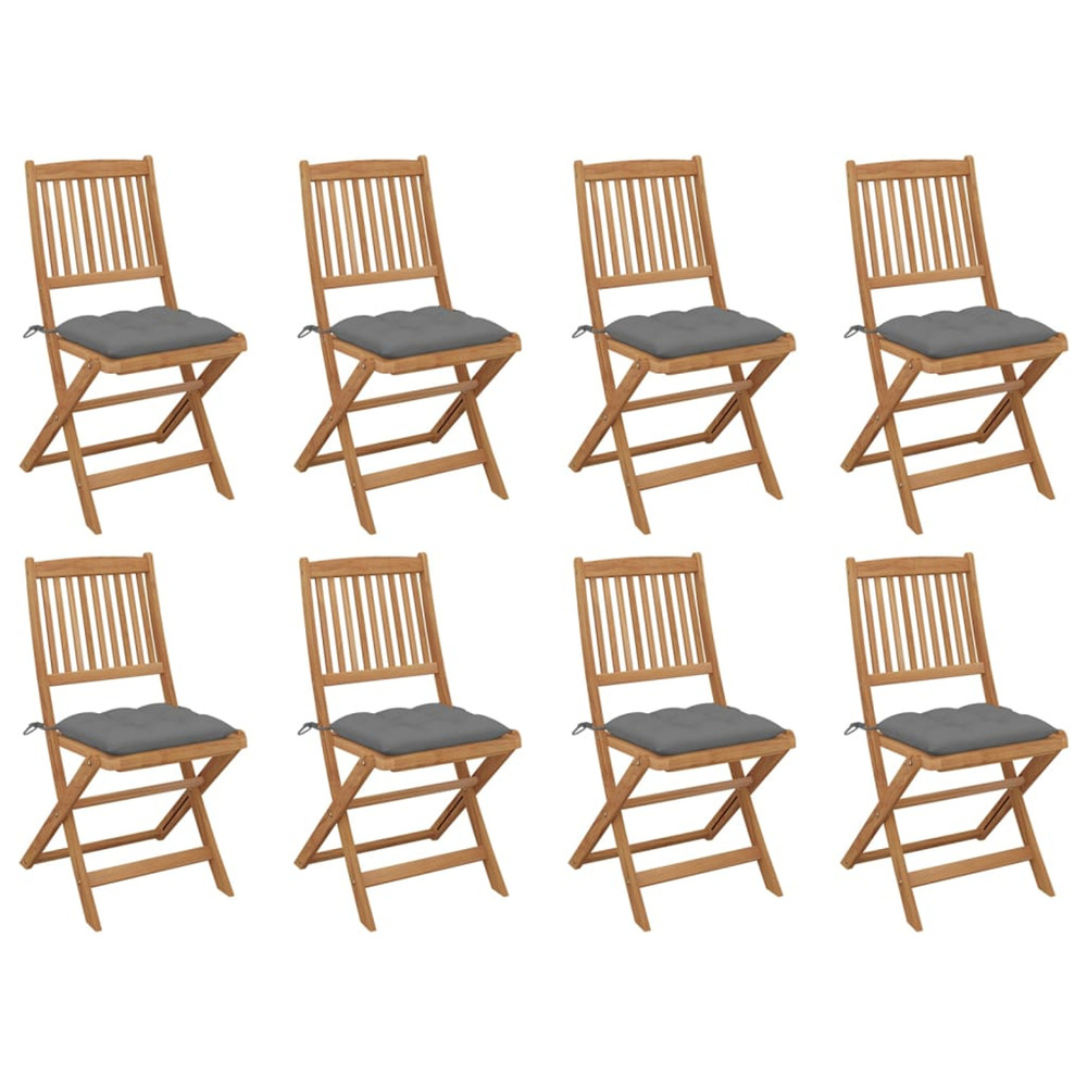 Chaises pliables d'extérieur et coussins lot de 8 bois d'acacia