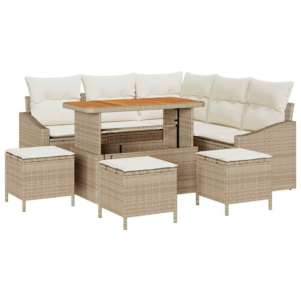 Ensemble de canapé de jardin 9 pc 8-nombre de places beige