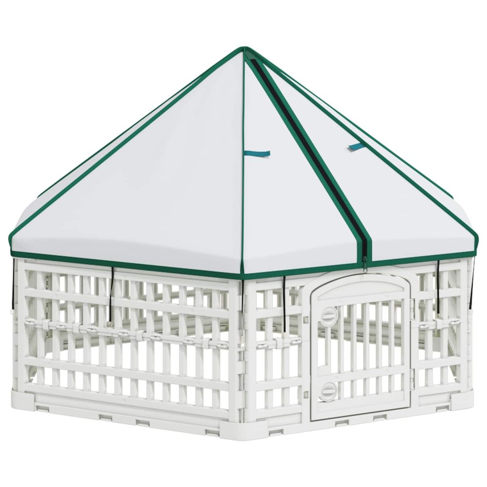 Parc de jeu pour chiens à 6 panneaux 122 x 106,5 x 82 cm blanc