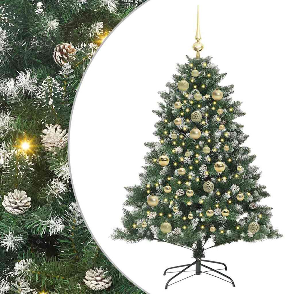 Sapin de noël artificiel vert 120 cm pvc, plastique et acier