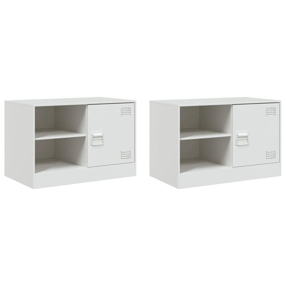 Meubles tv 2 pcs blanc 67x39x44 cm acier