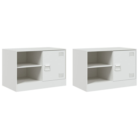 Meubles tv 2 pcs blanc 67x39x44 cm acier