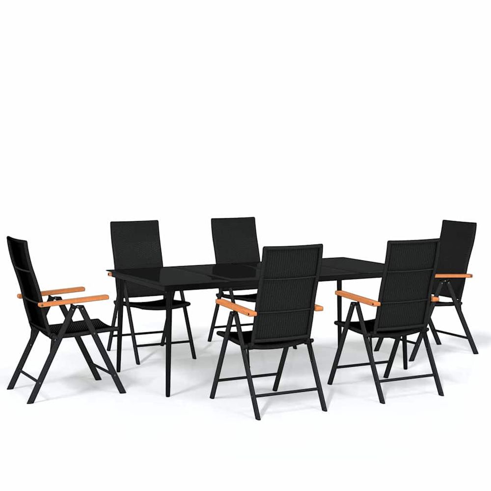 Ensemble à manger de jardin 7 pcs noir