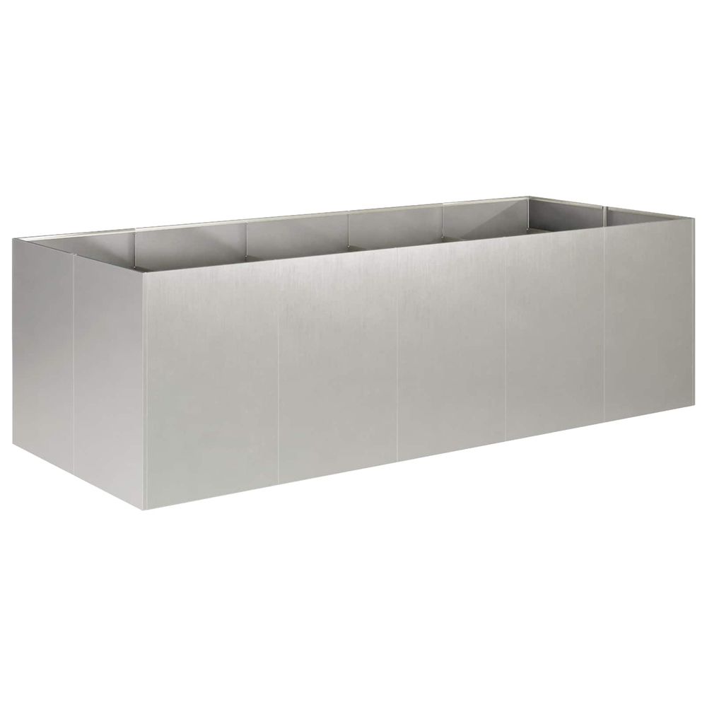 Cache-pot de jardin argenté 200 x 80 x 60 cm acier inoxydable