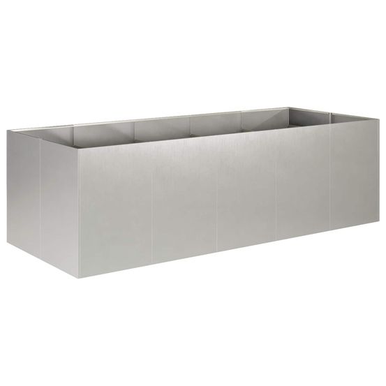 Cache-pot de jardin argenté 200 x 80 x 60 cm acier inoxydable