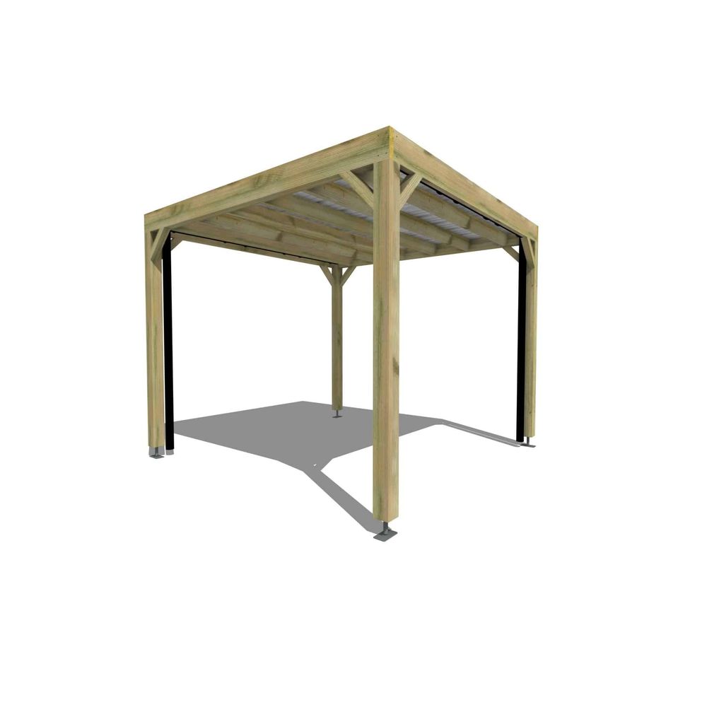 Carport bois • 3m x 3m • indépendante • sens largeur • livraison comprise