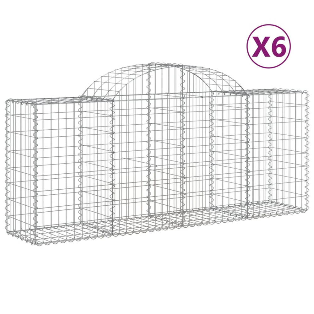 Paniers à gabions arqués 6 pcs 200x50x80/100 cm fer galvanisé