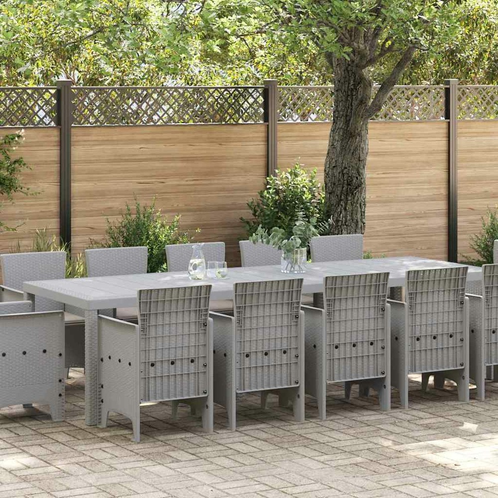 Ensemble de salle à manger pour jardin 13 pcs gris clair