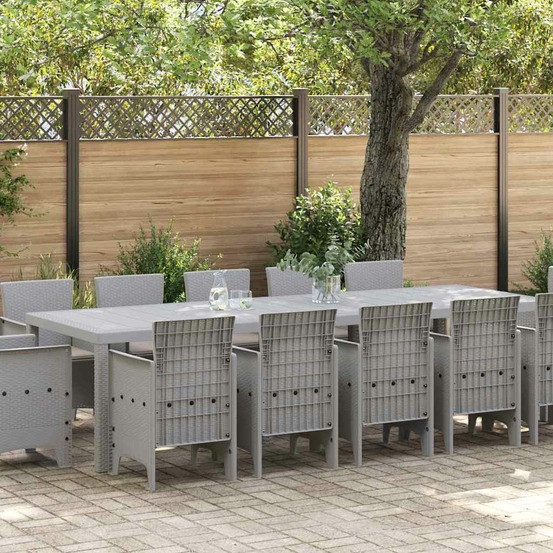 Ensemble de salle à manger pour jardin 13 pcs gris clair