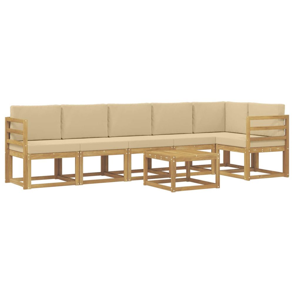 Ensemble de canapés d'extérieur 7 pc blanc et beige polyester