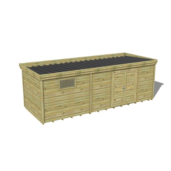 Abri de jardin bois pin traité autoclave 27mm - 7,39x2,64m / 20m2 - bac acier - plancher bois