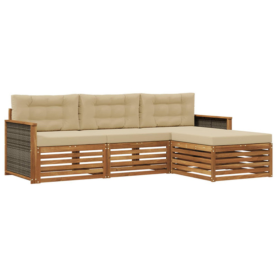 Ensemble de canapés d'extérieur avec coussin naturel et beige