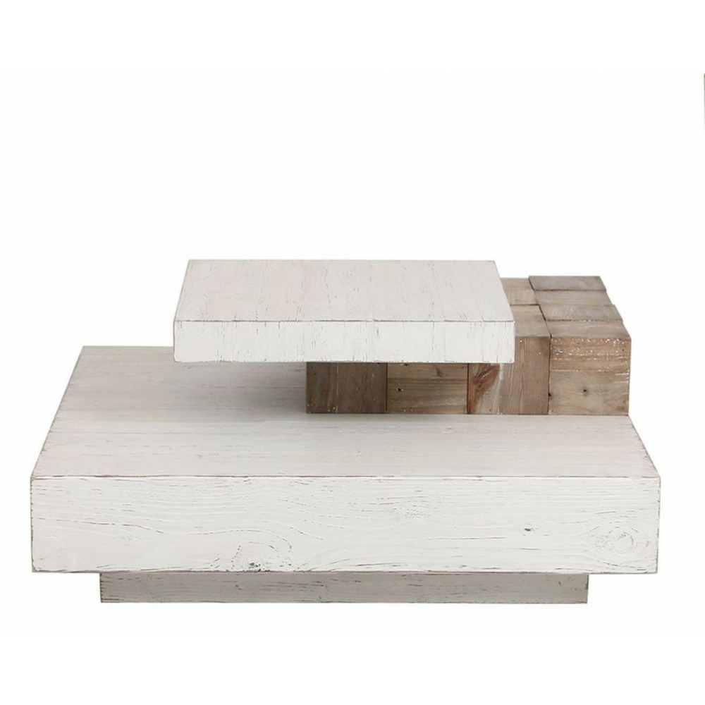 Table basse carrée bois blanc - embruns interior's