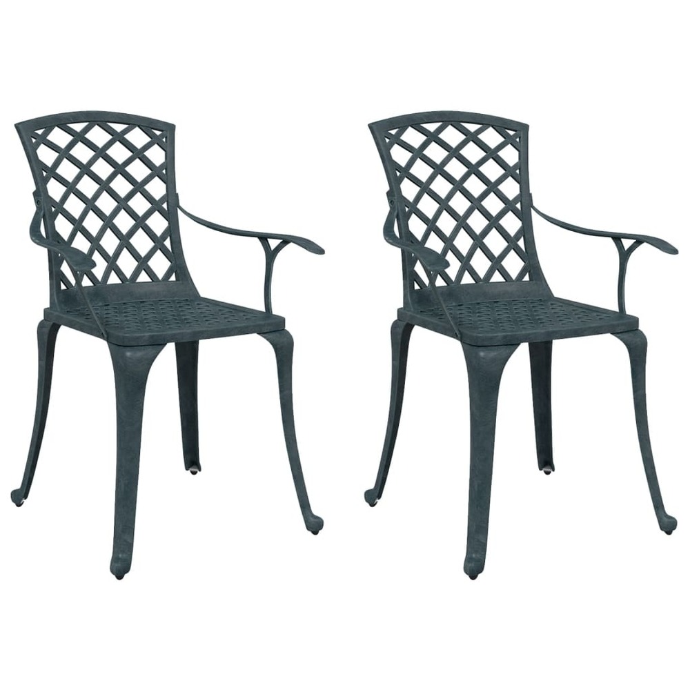 Chaises de jardin lot de 2 vert aluminium coulé