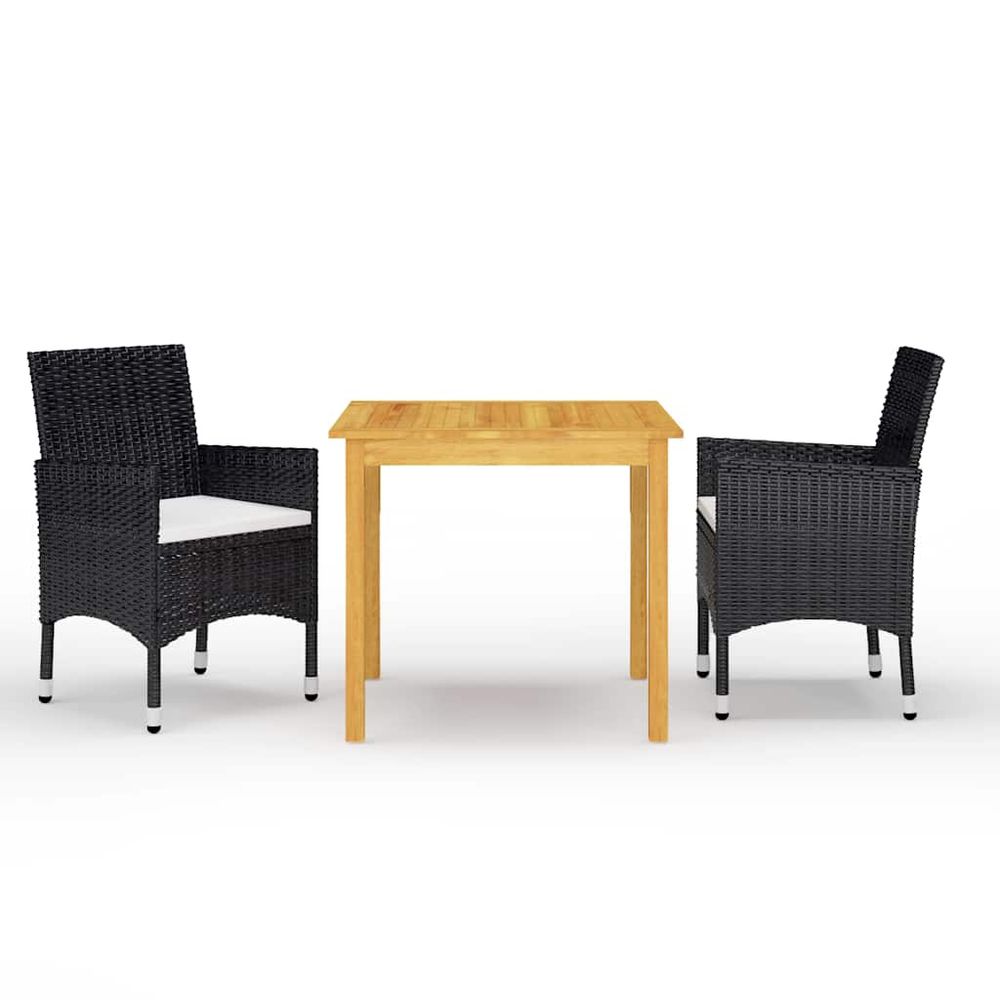 Ensemble à manger de jardin 3 pcs noir
