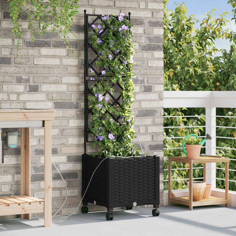 Bac treillis avec irrigation pp terrasse plantes grimpantes 40cm noir