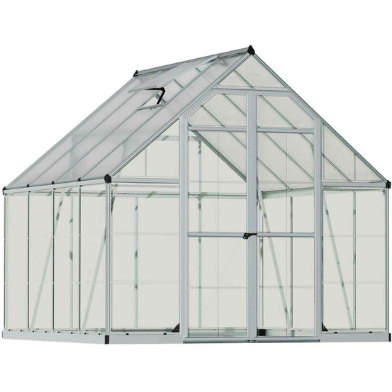 Serre de jardin en aluminium argent et polycarbonate balance 6m²
