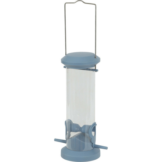 Mangeoire silo à graines, 2 perchoirs bleu, pour oiseaux