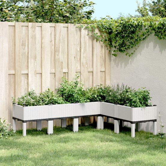Jardinière sur pieds modulable en pp aspect rotin jardin blanc 160x120cm