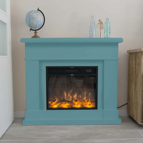 Cheminee de sol turquoise avec brûleur 1500w mpc camino lipari