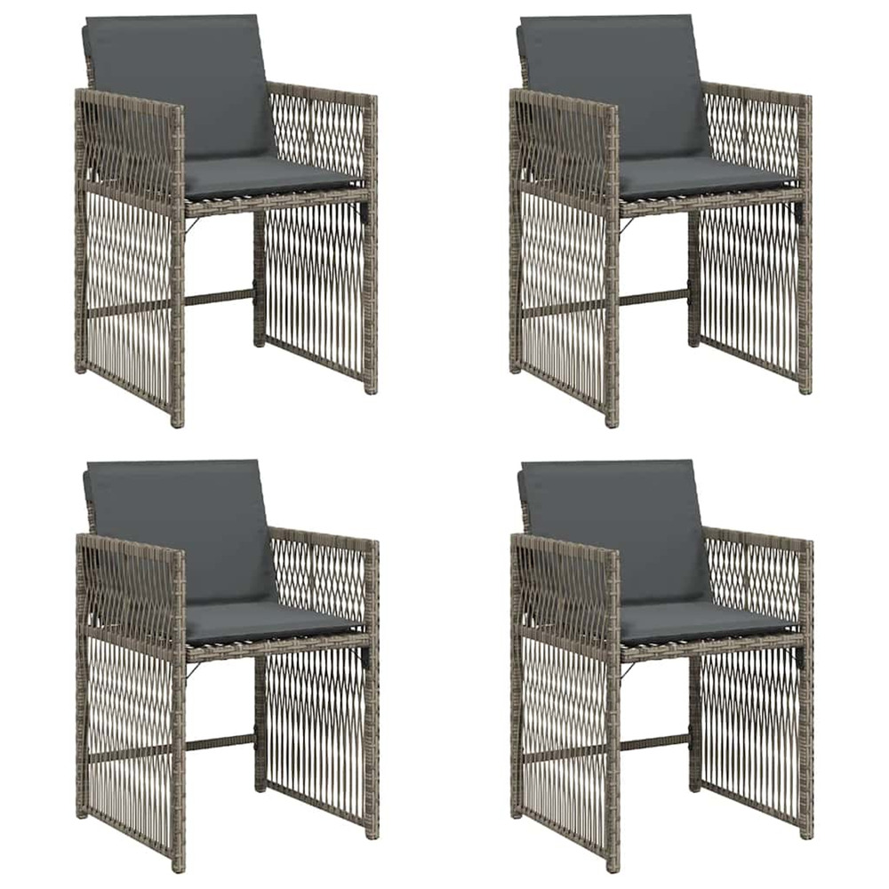 Chaises de jardin avec coussins lot de 4 gris résine tressée